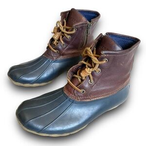 SPERRY Top Sider Navy Blue Leather Rain Salt Water Duck Boots Women's 7